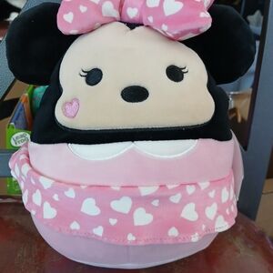 Disney Pink and Black Minnie Mouse Valentines Hearts Squishmallow 12 Inch